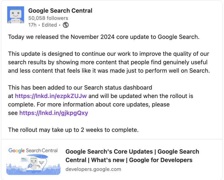 Google updates info on LinkedIN